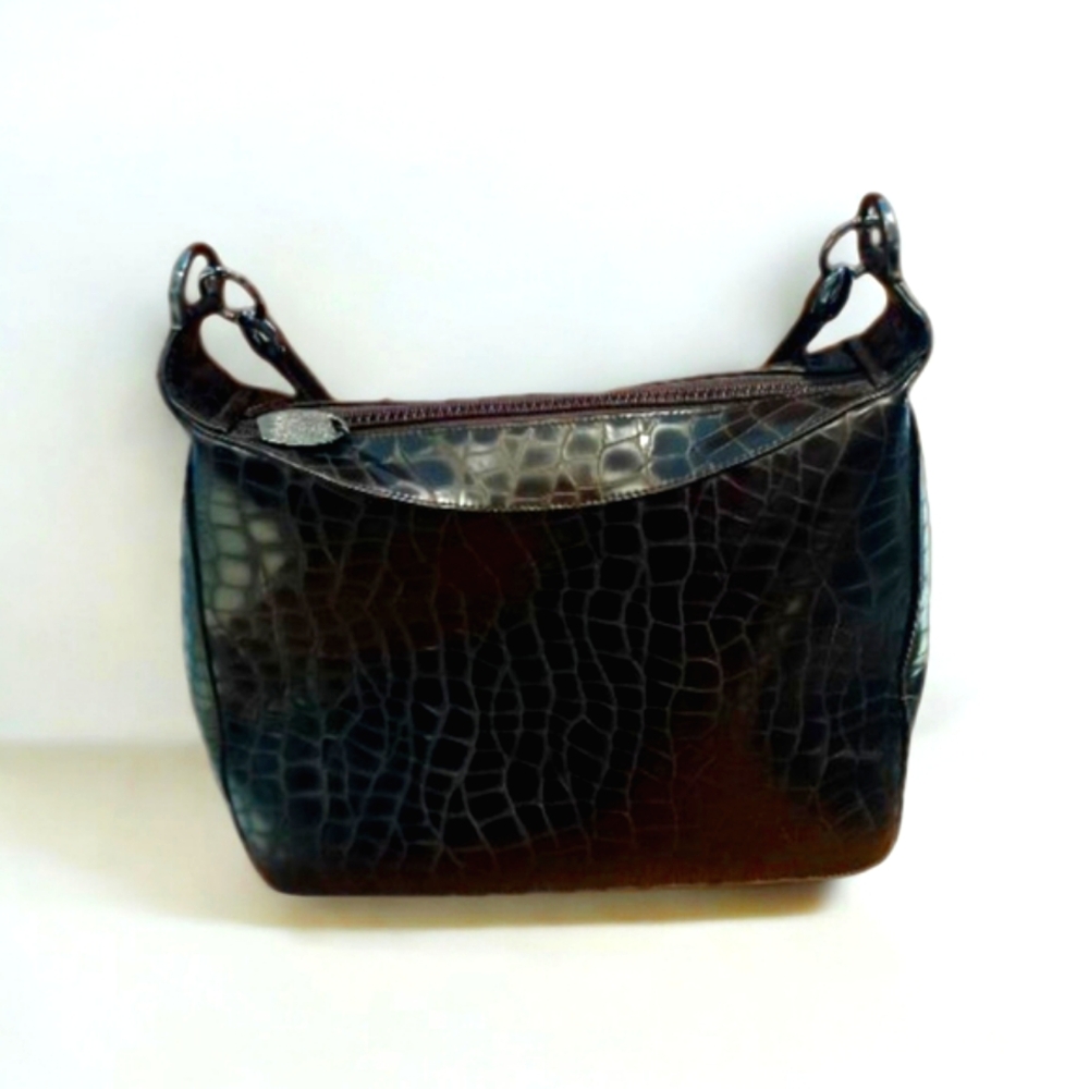 Stuart Weitzman Classic Croc Embossed Leather Hobo Bag